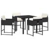 VidaXL Ensemble de salle à manger de jardin 5 pièces avec coussins en rattan poly noir 3380004