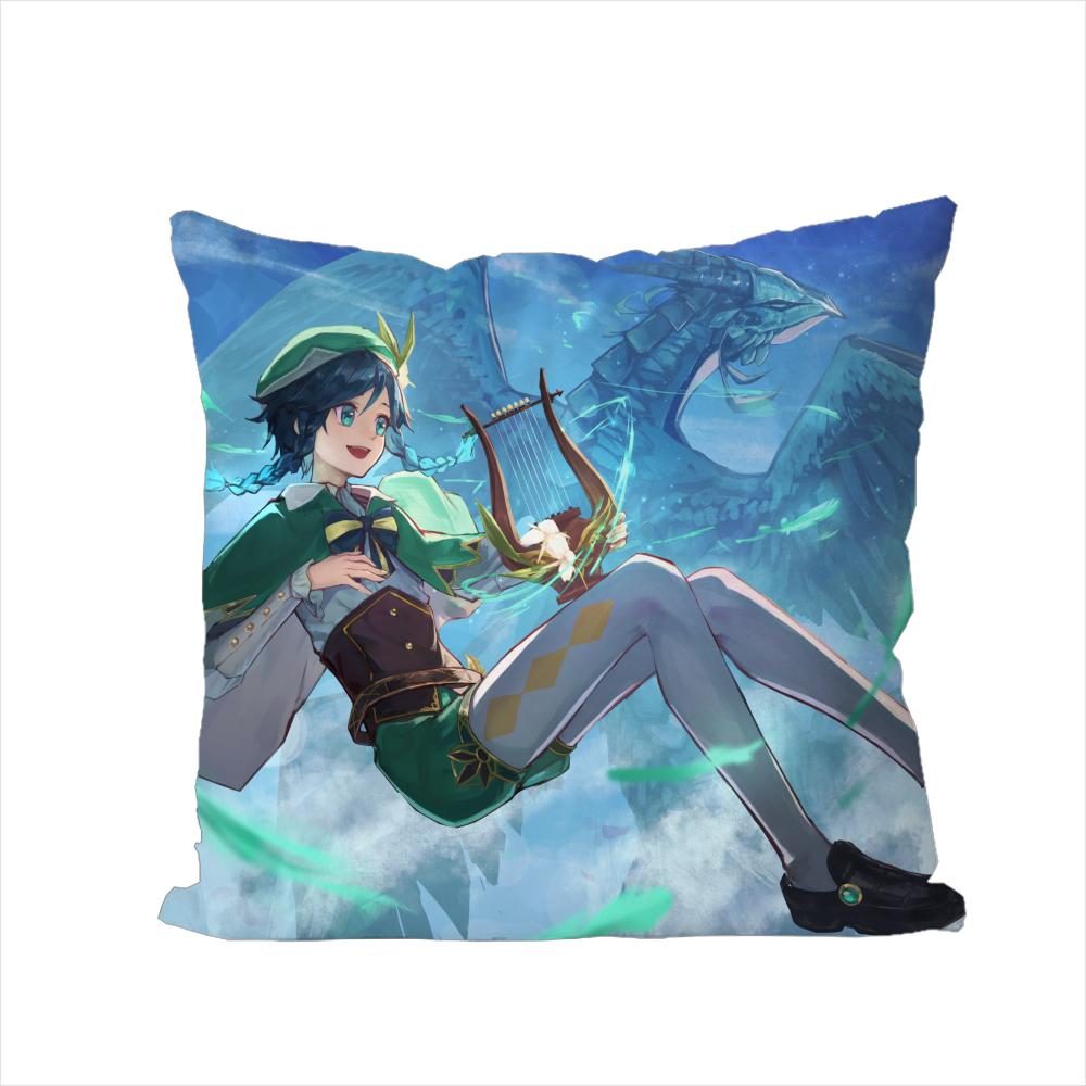 Genshin Impact Pillow Case For Car Sofa Decorative Home Doublesided Print Plush Square Throw Pillow Cushion Cover