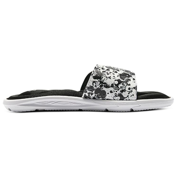Under Armour  Ignite 6 Graphic Strap Slide Black White Women Sneakers 3024453-002