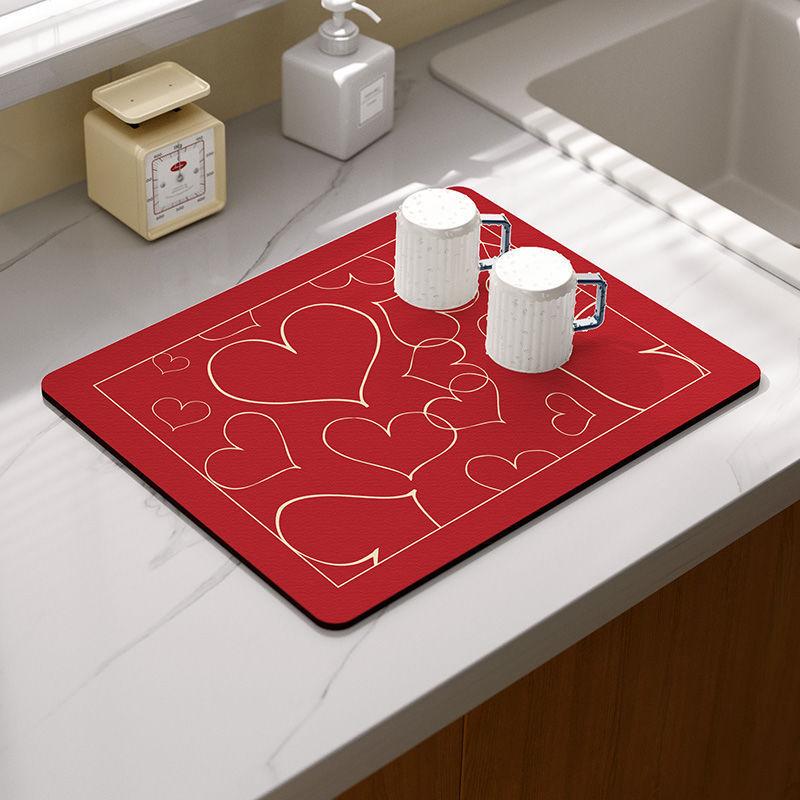 New Chinese Kitchen Countertop Diatom Mud Drain Mat Household Sink Side Put Bowl Plate Cup Absorbent Mat Free Cutting