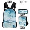Popular Chinese style ink painting 3D Print 3pcs/Set School Bags Laptop Daypack Backpack Inclined shoulder bag Pencil Case