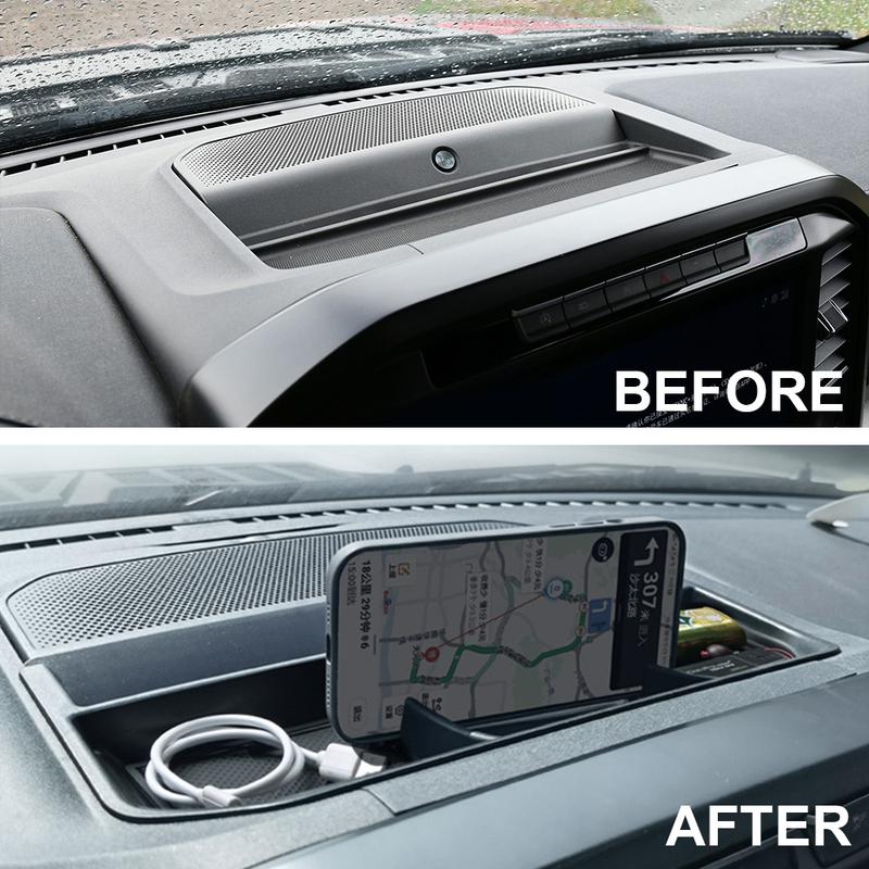 For Ford F150  2024 Dashboard Organizer Tray Armrest Storage Box With Pad Rubber Compatible F150   Accessories