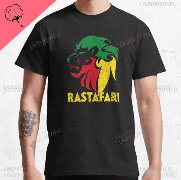 T-shirt Leone Rasta Giuda Cuffie Rastafariano Giamaicano Zion Uomo Cotone di Alta Qualità Canottiera Casual Traspirante Abbigliamento Street