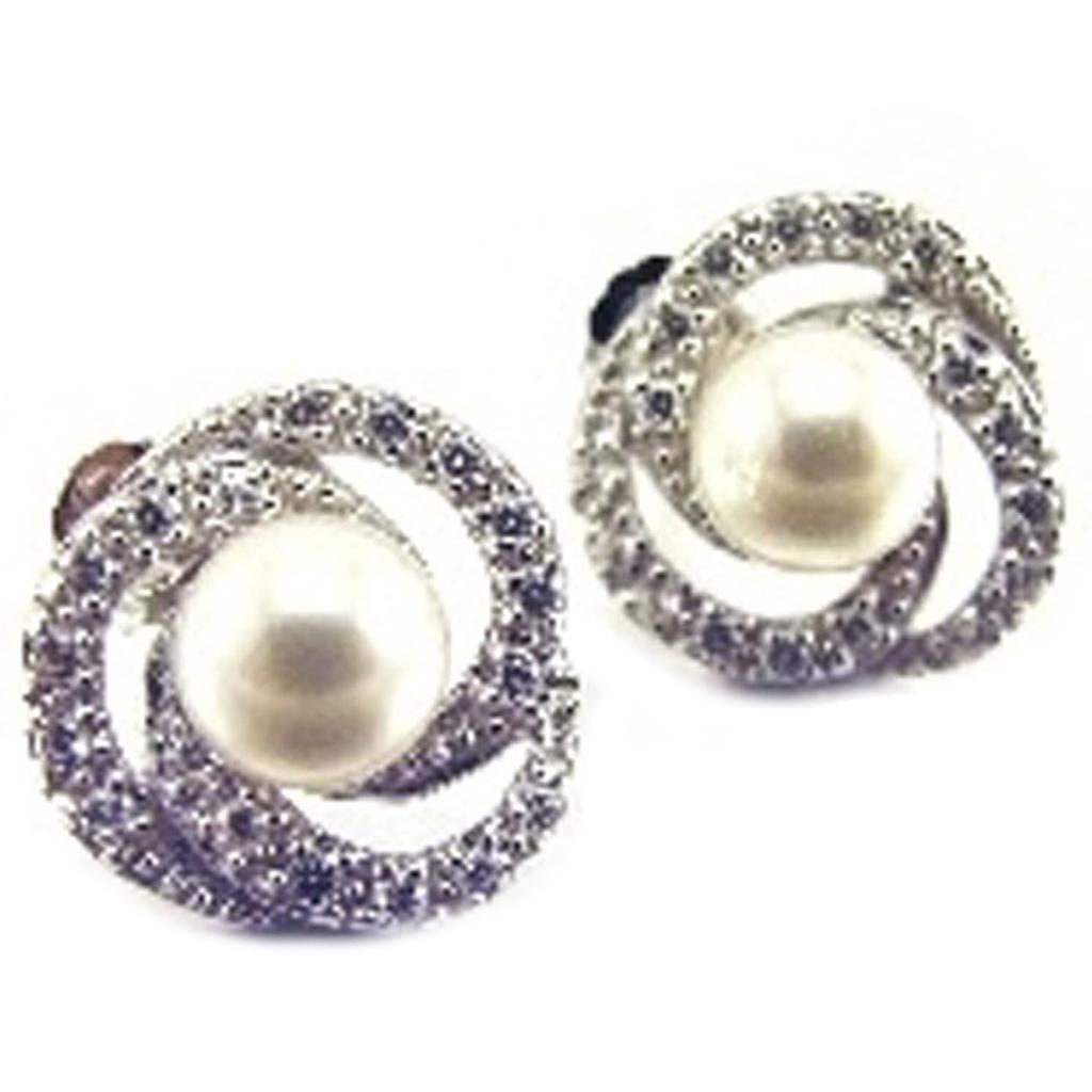 Les Trésors De Lily [C9395] - White/White 'Catherine' Silver Earrings