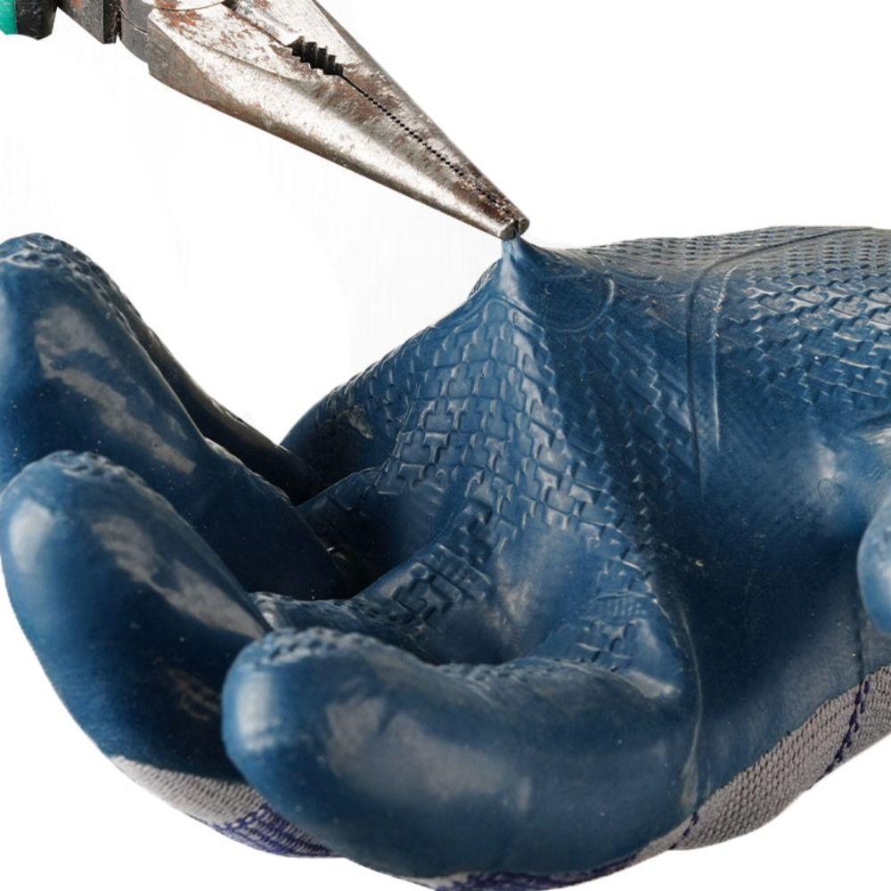 Blue Latex Work Safe Gloves Nylon Protective Mittens Embossing Work Gloves Construction Site