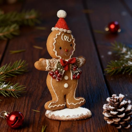 Christmas Gingerbread Man Night Light Battery Powered Resin Cookie Man Decoration Lamp Home Office Bedroom