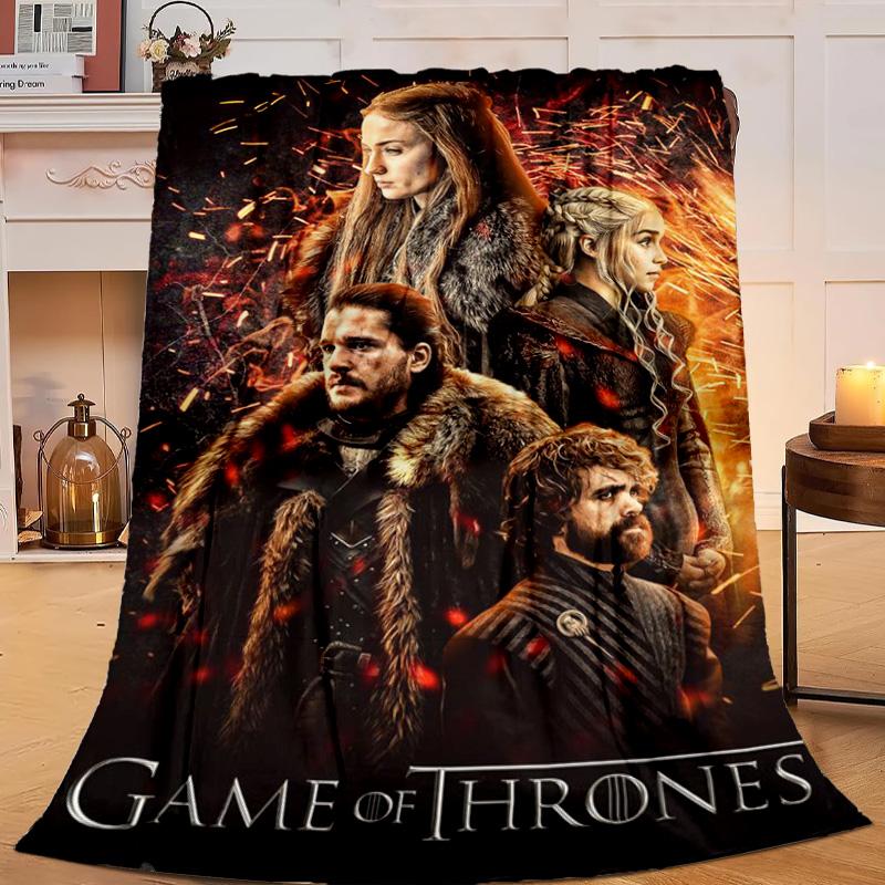 1PC Iron Throne Fire Flannel Blanket Gift, Suitable for Both Men And Women, Soft Ideal for Beds And Sofa, Birthday Or Christmas Gift