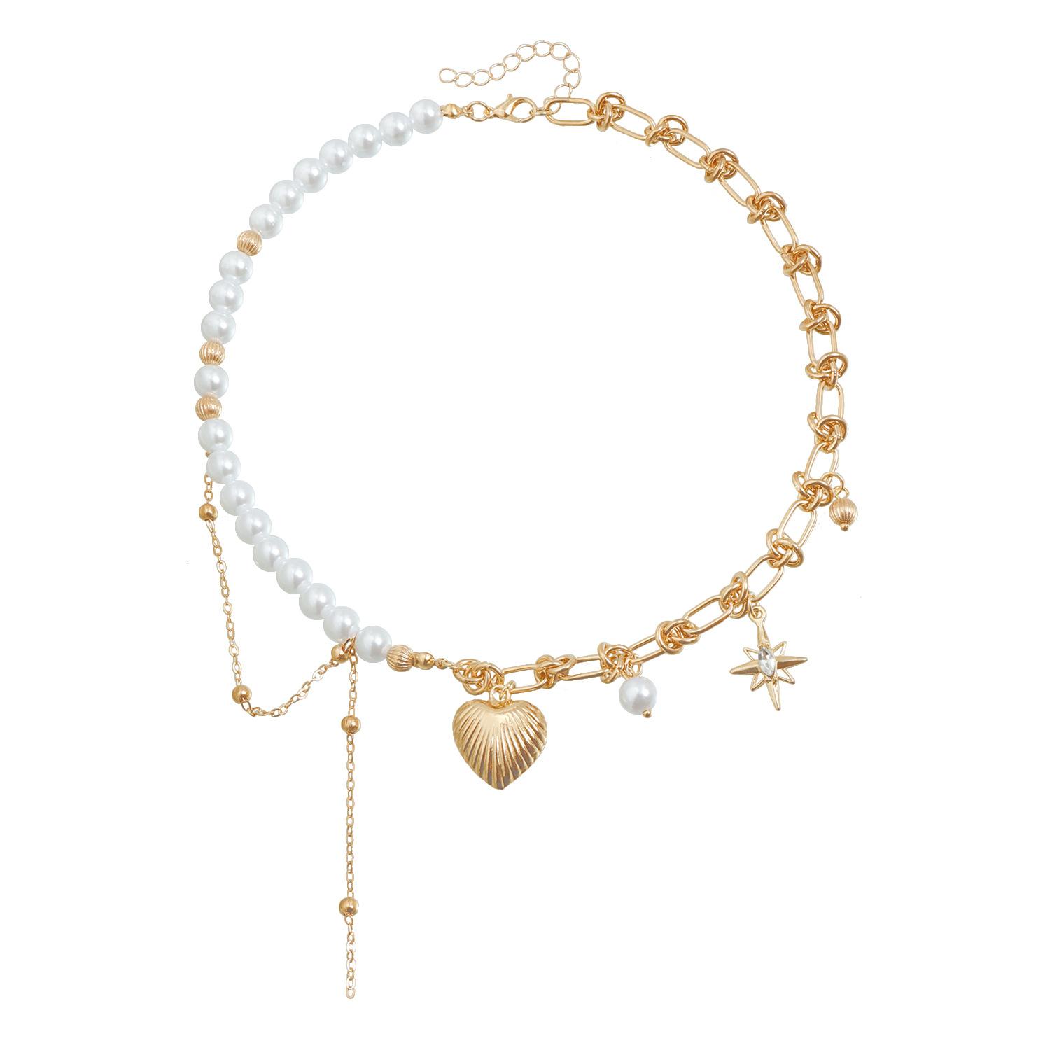 Retro style love necklace ins personalized creative splicing wind mango star fringed element necklace