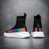 New high-top socks, shoes, men's four-season fly-woven shoes, breathable soft soles, trendy fashion, street matching, Hong Kong trendy shoes