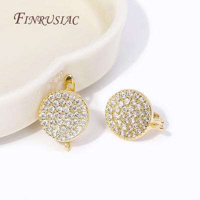 Modische Glänzende Zirkonia Runde Verschluss Ohrringverschlüsse Haken 18K Goldbeschichtete Ohrringhaken Für DIY Damen Ohrschmuck Herstellung