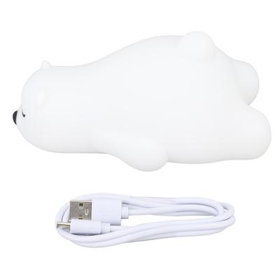 LED Colorful Night Light Cute Lying Bear Shaped Soft Silicone USB Rechargeable Bedside Night Lamp