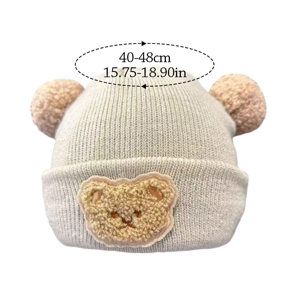 0-3 Lata Jednolity Kolor Dziecięca Czapka Dzianinowa z Pluszowym Pomponem Zimowa Wiatroodporna Czapka Chłopięca Dziewczęca