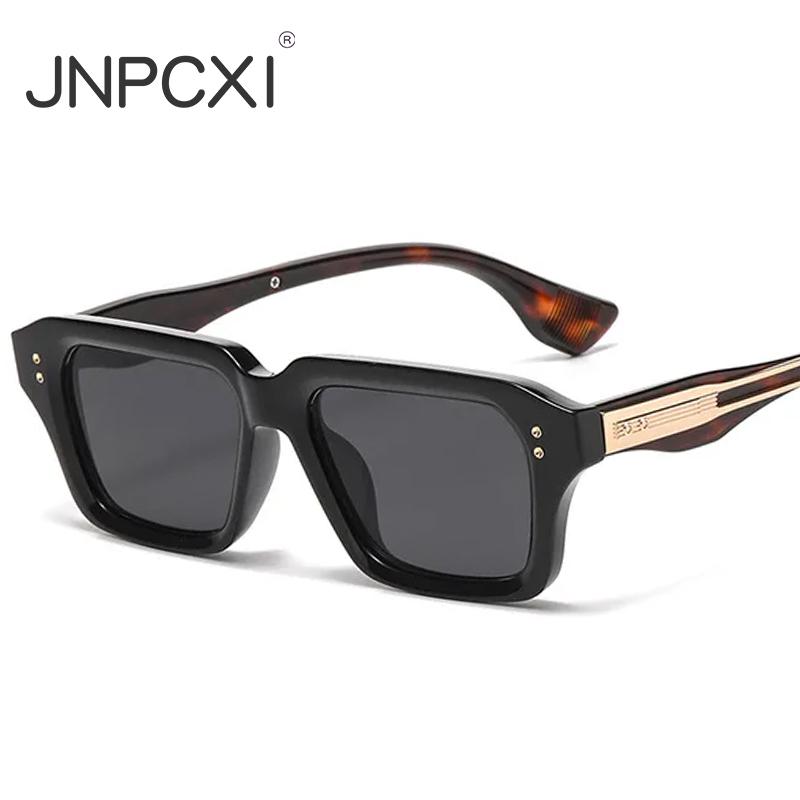 New Retro Square Sunglasses Women Gradient Leopard Shades UV400 Fashion Clear Lens Men Trending Rivets Frame