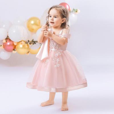 New Children's One-Shoulder Pearl Embroidered Princess Dress for Summer