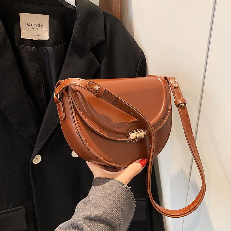 PU Zipper Shoulder Bag for Women Sewing Thread Advanced Sense Crossbody Women's Fashion