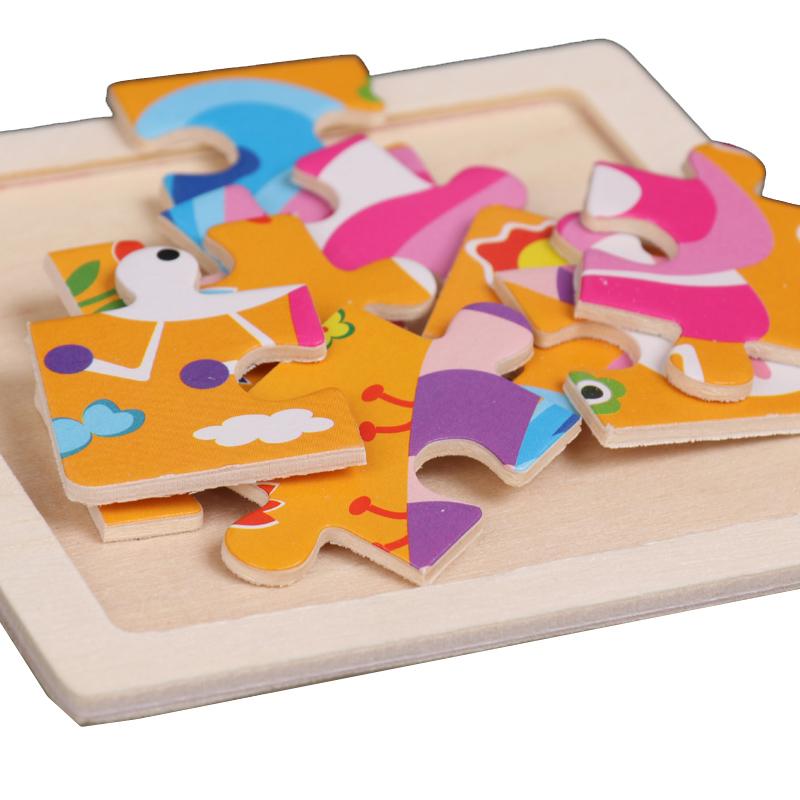 Sale 11X11CM Kids Wooden Puzzle Baby Cartoon Animal Traffic Tangram Wood Puzzle Educational Jigsaw Toys For Children Gifts