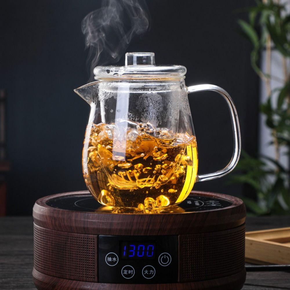 Transparent Glass Tea Pot High Boron Silicon Flower Teapot Pot Set Tea Cup Set  Water Boiling