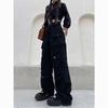 Spring and Autumn Women's Multi-Pocket Washed Cargo Pants Simple Casual Wide Leg Pants