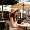 Elegant Raffia Sun Hat With Adjustable Size And Breathable Open Weaving For Beach Vacation Outdoor Activity Travel Gear
