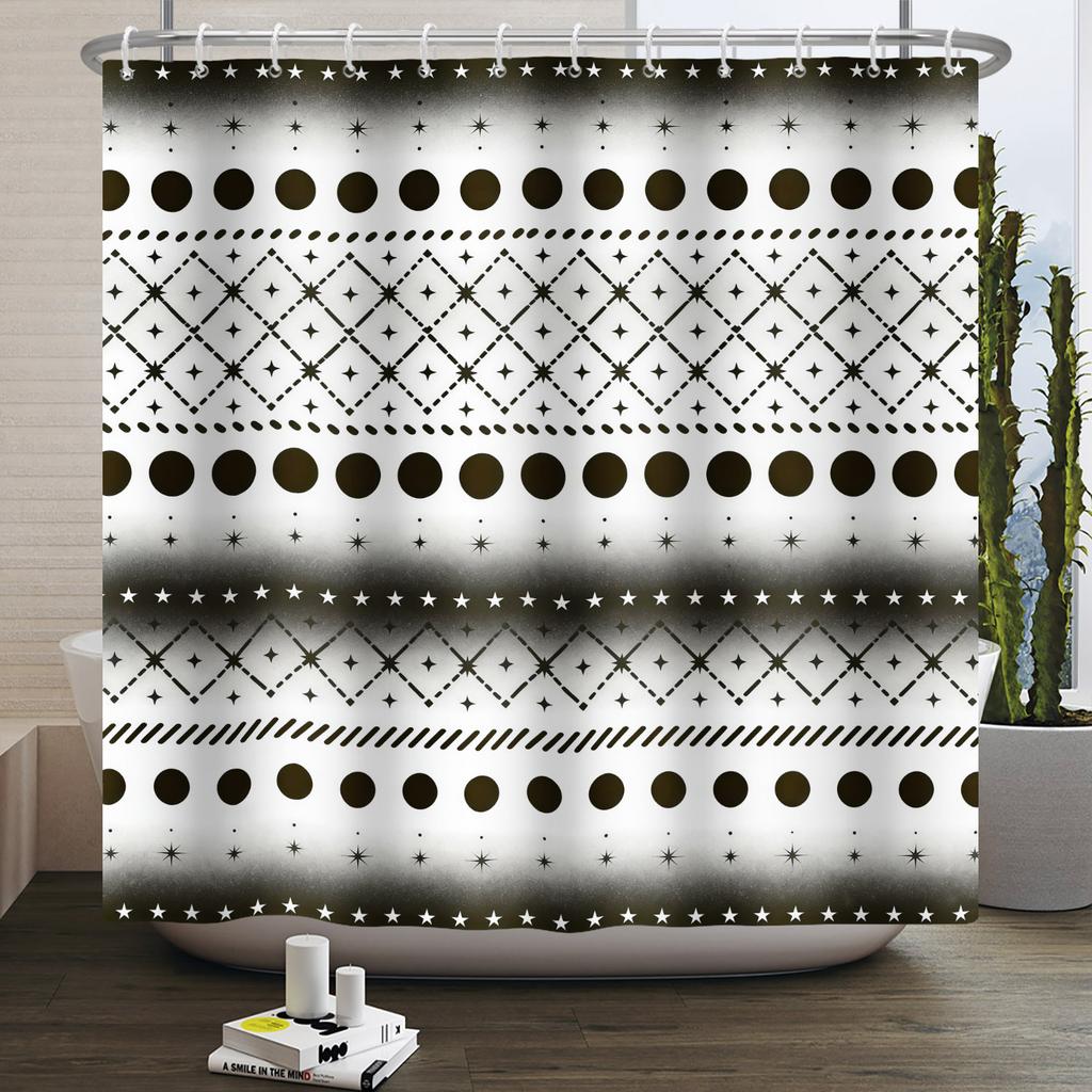 Geometrisches Muster Duschvorhang Modern Minimalistisch Wasserdicht Badvorhang Badezimmer Dekor Polyesterstoff Mit Haken Inklusive