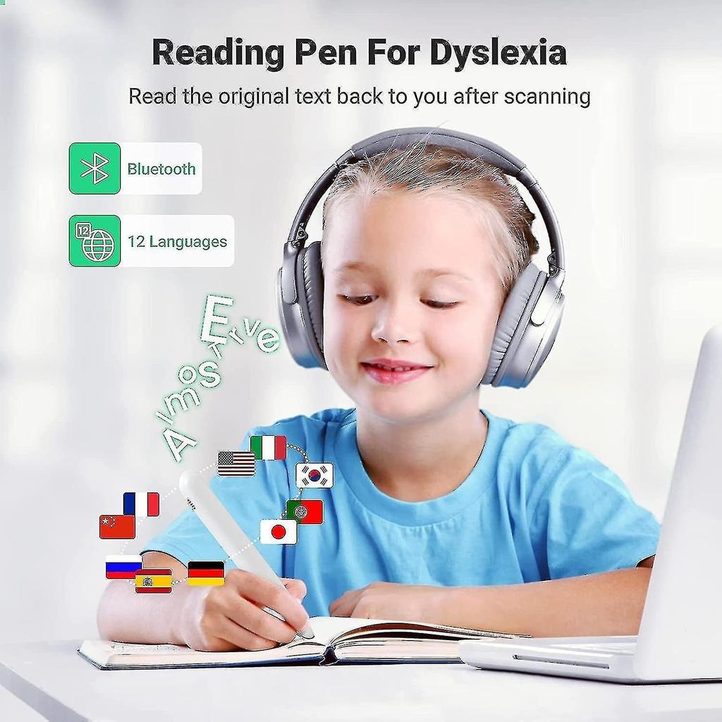 Pen Scanner, Smart Reading Pen Text-to-Speech Device for Dyslexia, Real Time Pen Reader Scanner