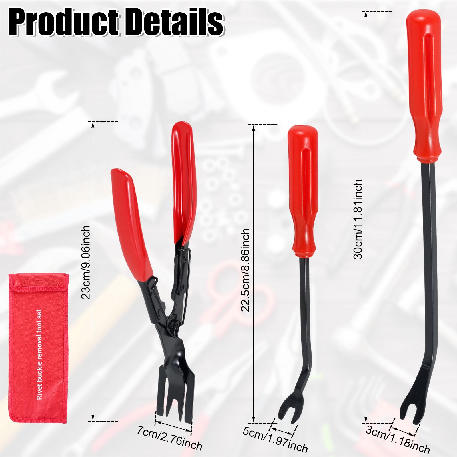 

3Pcs Car Clip Removal Pliers Tools Auto Body Panel Door Fastener Push Pin Trim Removal Tool Kit Automotive Pry Tool Repair Set красный