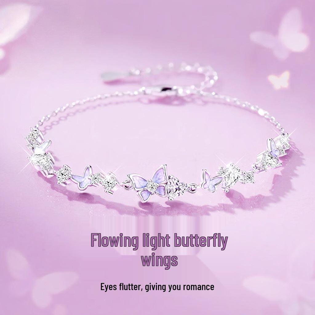 Exquisites Sommer-Schmetterlingsarmband für Damen - Eleganter, vielseitiger und leichter Luxusschmuck 925 Silver white