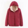 Women Hooded Jacket Cotton Quilted Coat Casual Loose Fit Long Sleeves Zipper Pocket Warm Solid Color Outwear for Ladies Autumn Winter