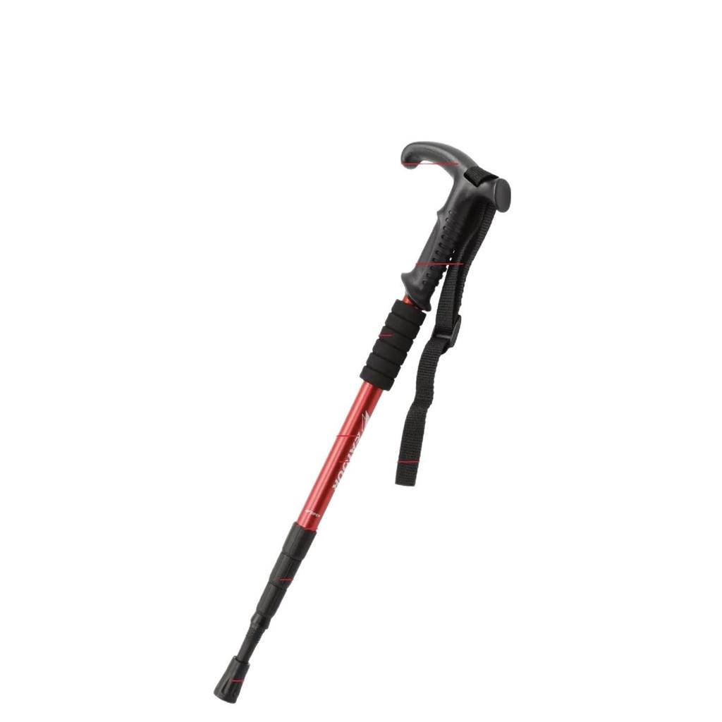 Four-Section T-Handle Trekking Pole Outdoor Travel Cane Climbing Pole Aluminum Alloy Telescopic Pole Hiking Walking Stick