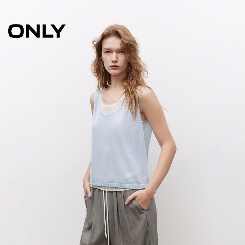 

ONLY Women s 2025 Summer Layered U-Neck Knit Top S
