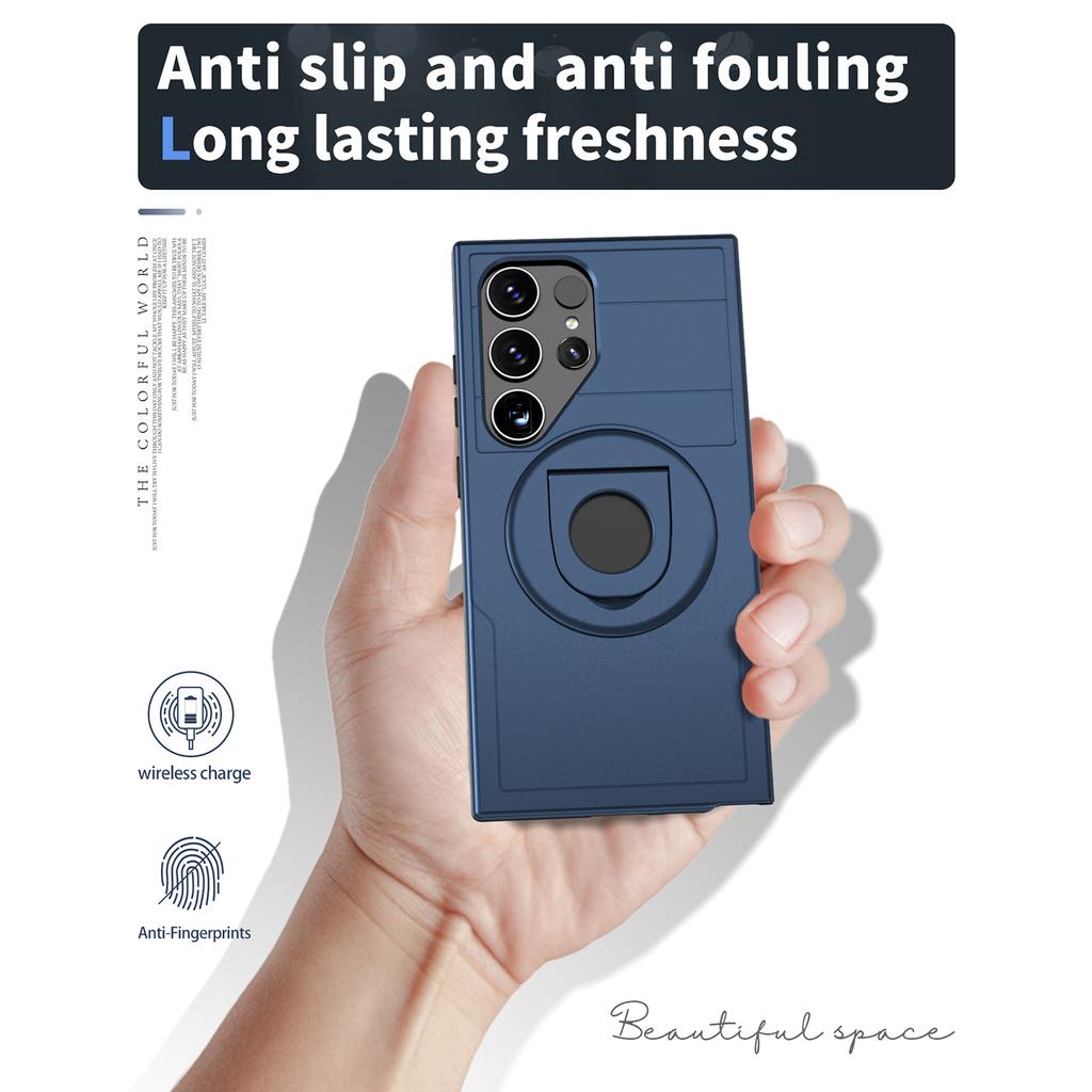 For Samsung Galaxy S24 Ultra Magnetic Case Ring Kickstand PC+TPU Phone Cover