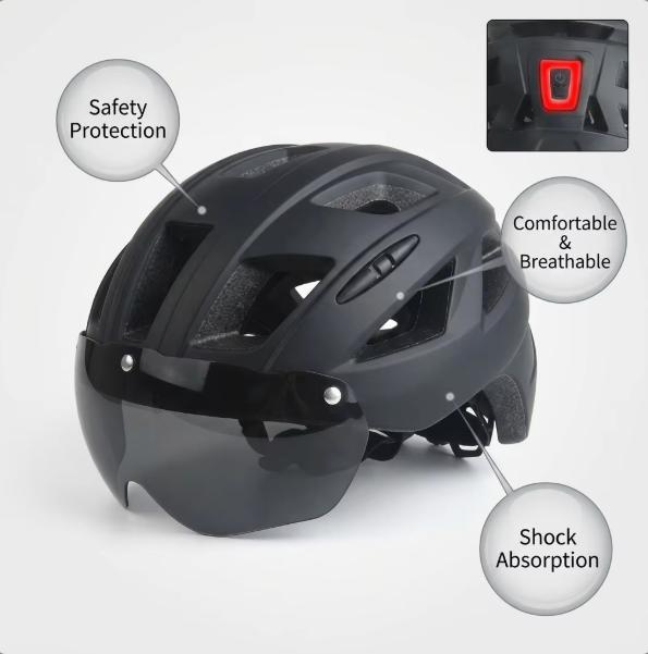 Road Bike Mountain Bike Cycling Helmet with Tail Light No Logo Design for Unisex Adults