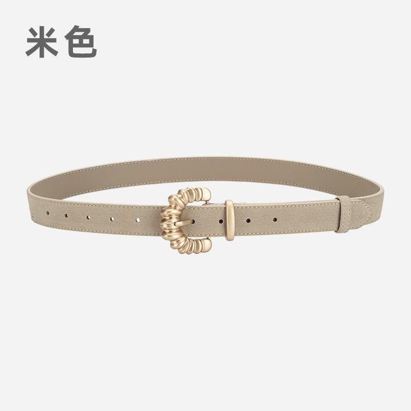 Frosted Velvet Leather Women'S Belt With Jeans Dress Decorative Pin Buckle Belt Women'S