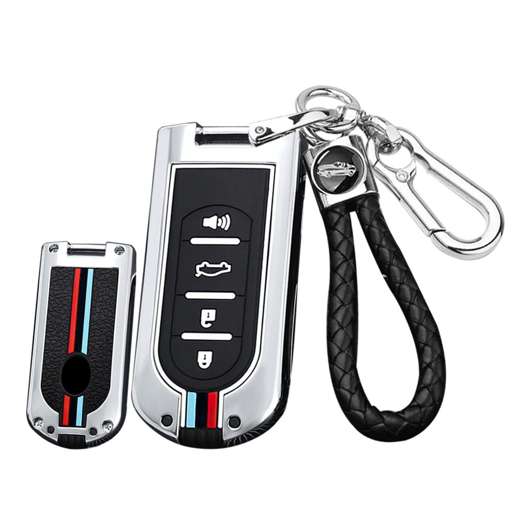 Daihatsu Key Case, Key Cover, Keychain, Textured, Alloy, Silicone, Compatible with Toyota, Tank, Roomy, M серебряный