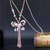 Fashion Crystal Beaded Tassel Pendant Necklace Long Sweater Butterfly Chain Women Jewelry Gift