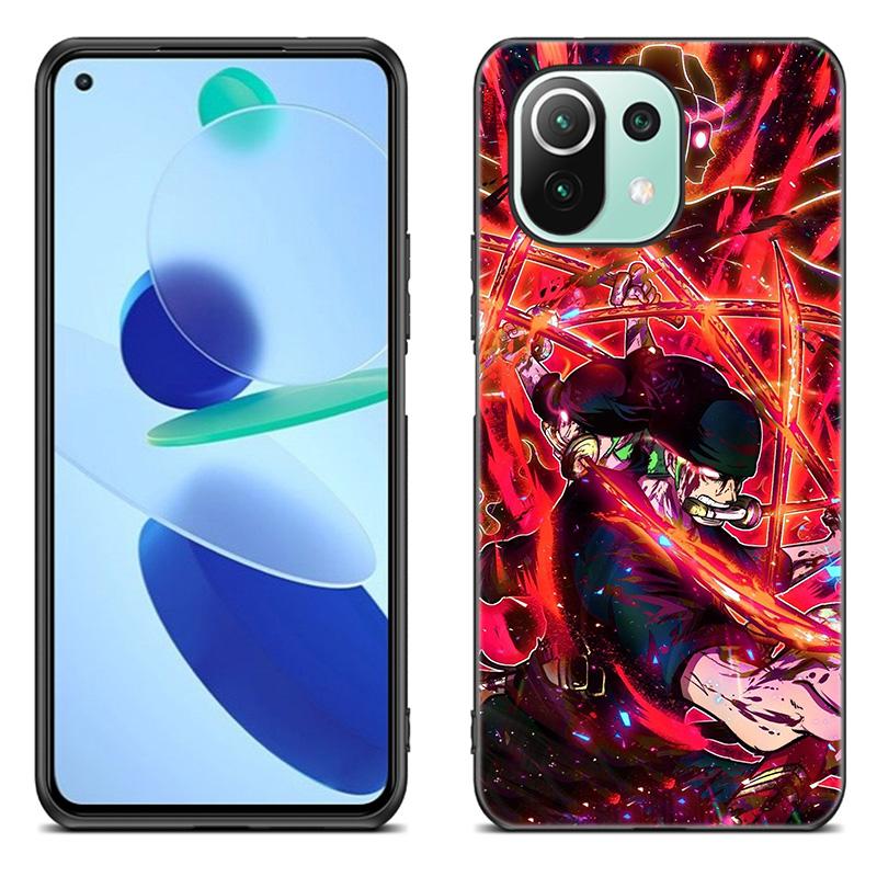 Anime roronoa zoro Phone Case For Xiaomi Mi 11 Lite NE 11i 10T 11T Pro A2 A3 Lite POCO F3 M3 M4 C31 X3 Pro NFC GT Black Cover