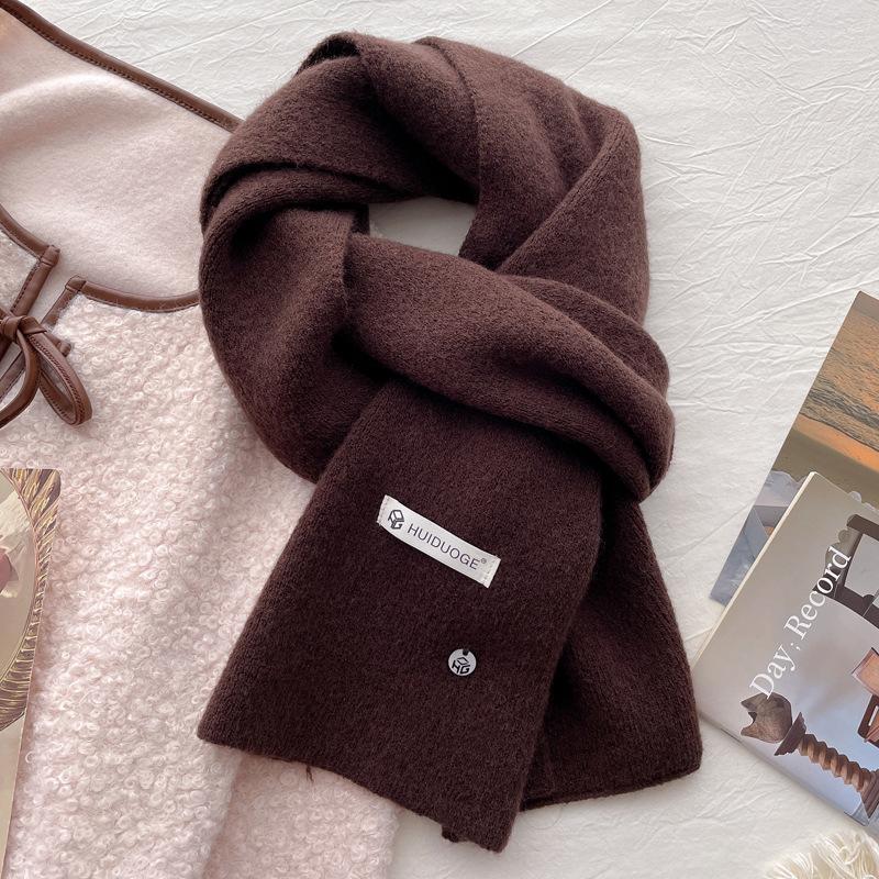 Wool Knitted Wool Warm Thickened Scarf Women's Autumn and Winter Neck Protection Scarf Soft Waxy Light Blue New