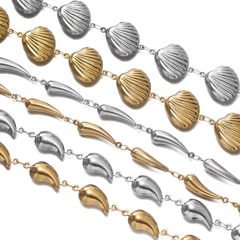 1m Stainless Steel Gold Handmade Chain Multiple Shapes Chains for DIY Necklace Bracelet Waist Chain Choker Jewelry Making Chain