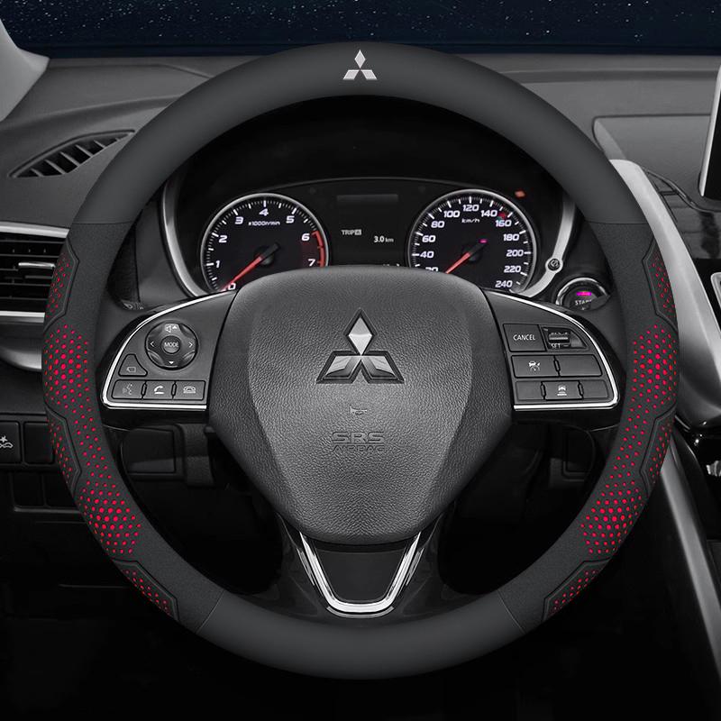 Car Suede Carbon Fiber Leather Steering Wheel Cover For Mitsubishi Outlander Pajero Asx Lancer EX Evolution L200 Triton RALLIART
