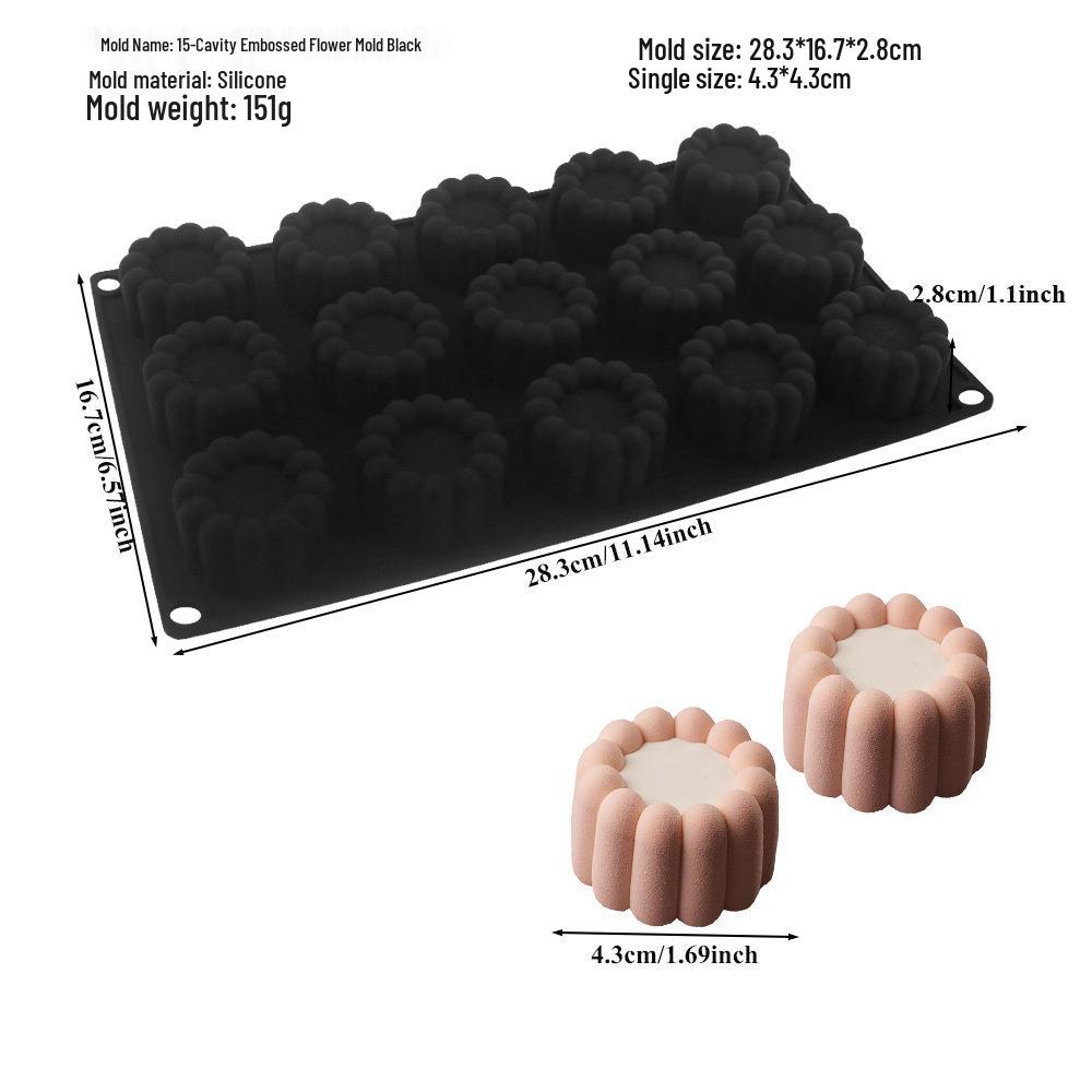 6-Cavity Flower & Heart Silicone Mousse Mold for Chocolate and Cakes