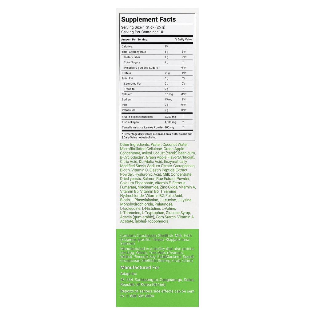 FOODOLOGY Collagen Centella Jelly, 10 Sticks, 25g Each
