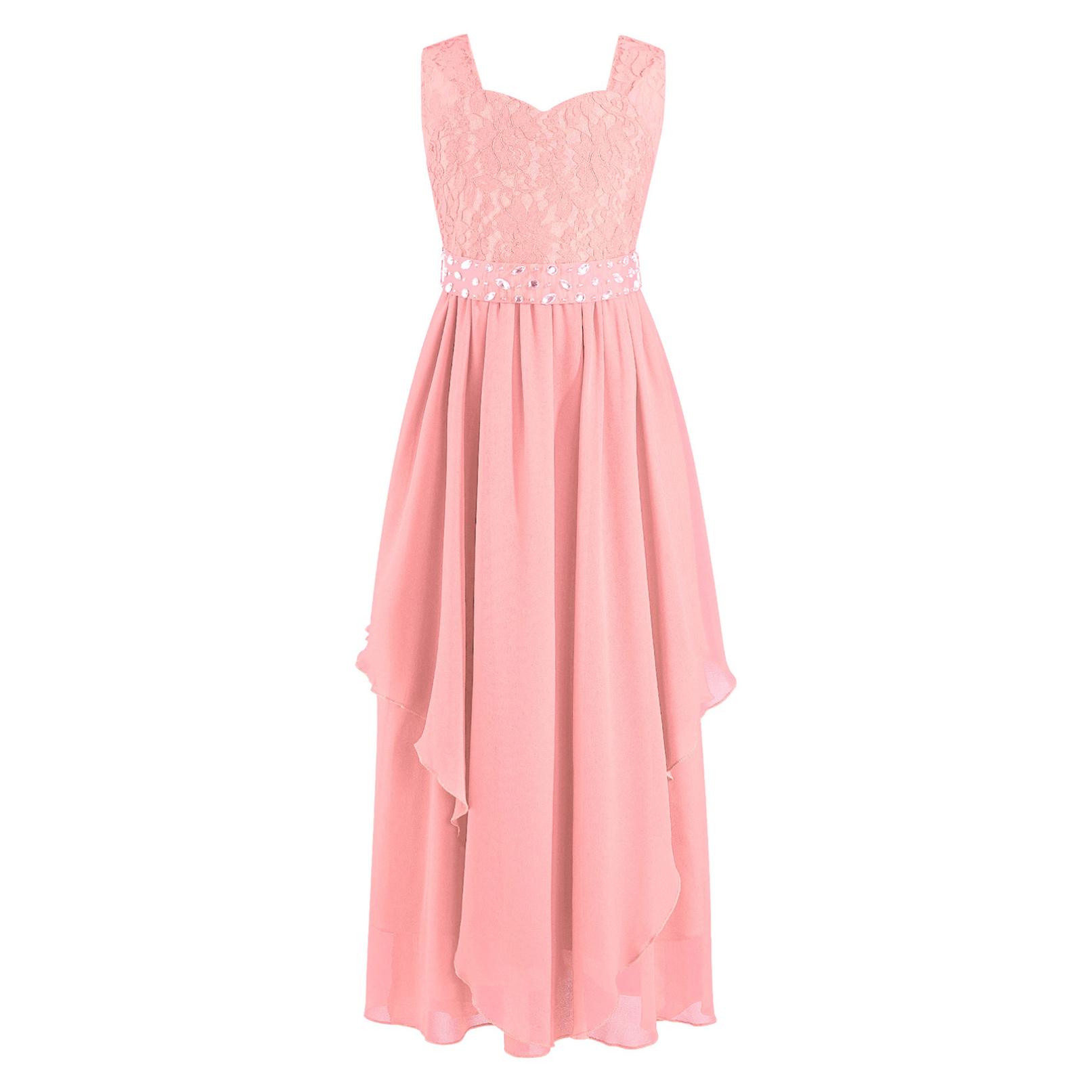 Buy Teen Girls Floral Lace Chiffon Bridesmaid Dress Sweetheart Sleeveless  Princess Pageant Wedding Party Maxi Dress at affordable prices  free  shipping, real reviews with photos  Joom