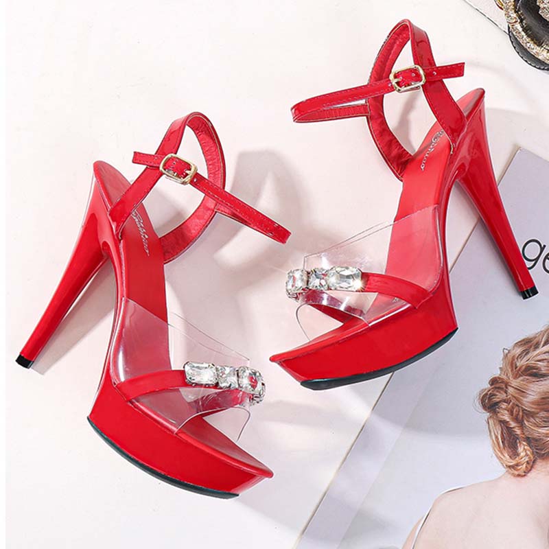 Frau Transparent Super High Heel Sommer Weibliche Wasserdichte Wasser Bohrer Sexy Fee Stiletto Sandalen 13 cm ferse 3 cm plattform von LFD