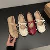 Evening Wind Shoes French Bow Mary Jane Shoes Flat Women's Shoes Early Spring with Skirts Soft-soled Single Shoes Ballet Shoes