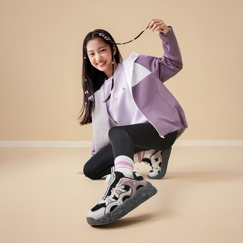 Anta Childrens Brownie Synthetic Leather Mesh Fashion Versatile Trendy Thick Sole Non-Slip Wear-Resistant Breathable Low-Top Casual Shoes A22538809