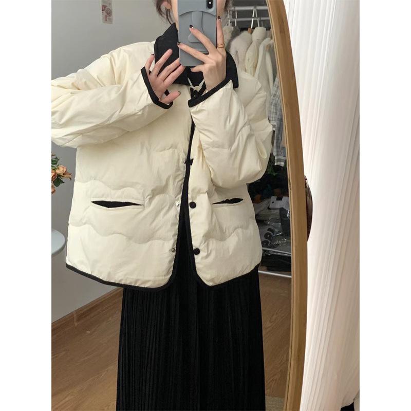 Winter corduroy lapel padded jacket women's short padded jacket down padded jacket loose small padded jacket