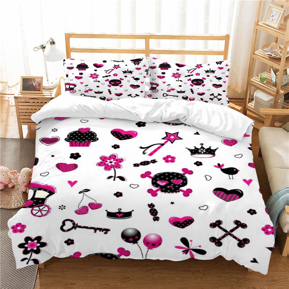 Bettbezug 3D Schädel Druck Bettbezug Set Hohe Qualität Einzelgröße Bettdeckenbezug Set Jungen Mädchen Zuhause Bettwäsche Set