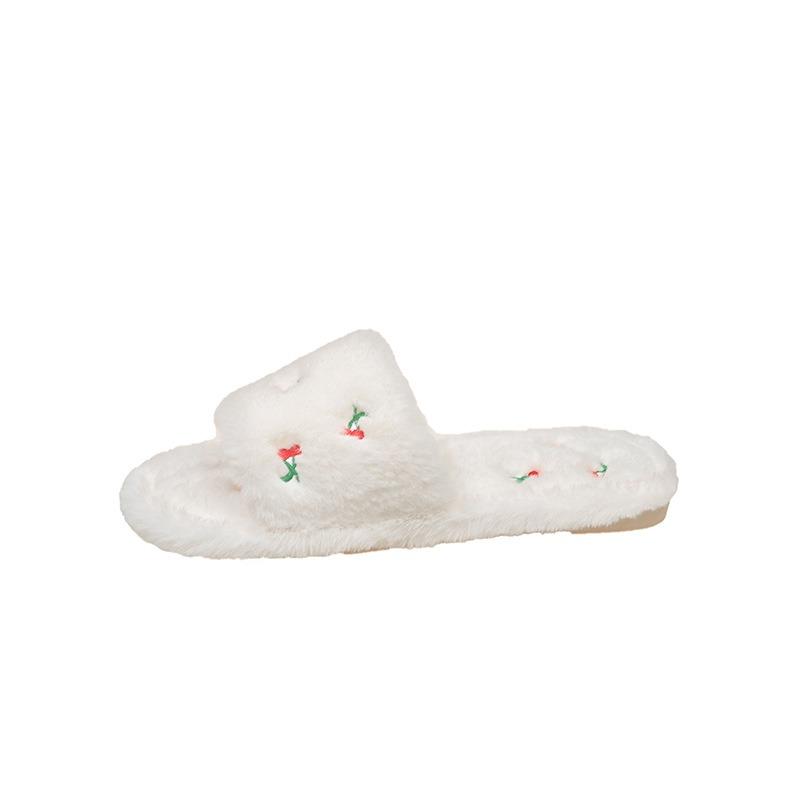 Plachsohlige Plüsch-Oberbekleidung Herbst und Winter Drag Fashion Neue Zuhause Ein-Wort-Drag Fluffy Slipper Damen