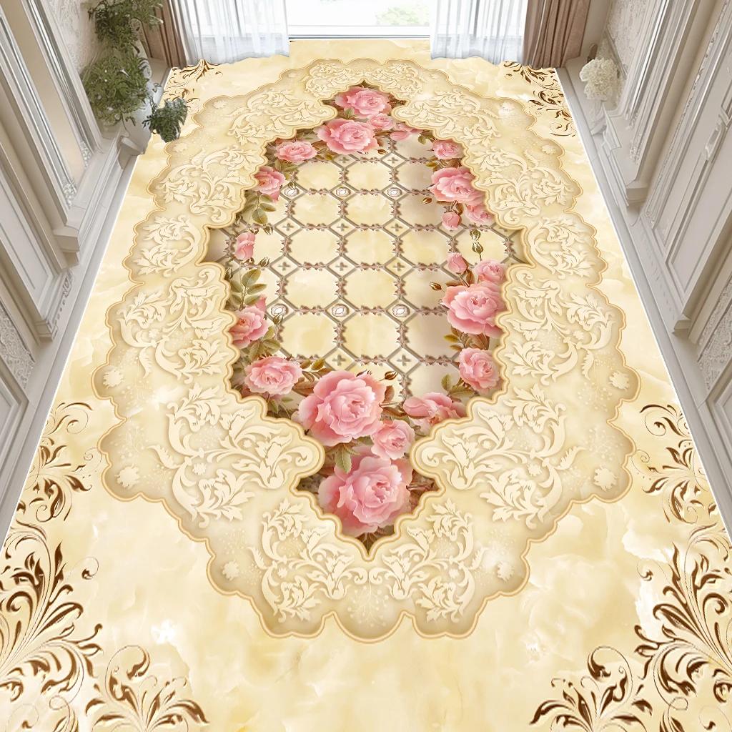 Rose Luxury Fluffy Carpets for Living Room Large Area Pink Decoration Home Bedroom Soft Rug Wedding Washable Anti Slip Floor Mat
