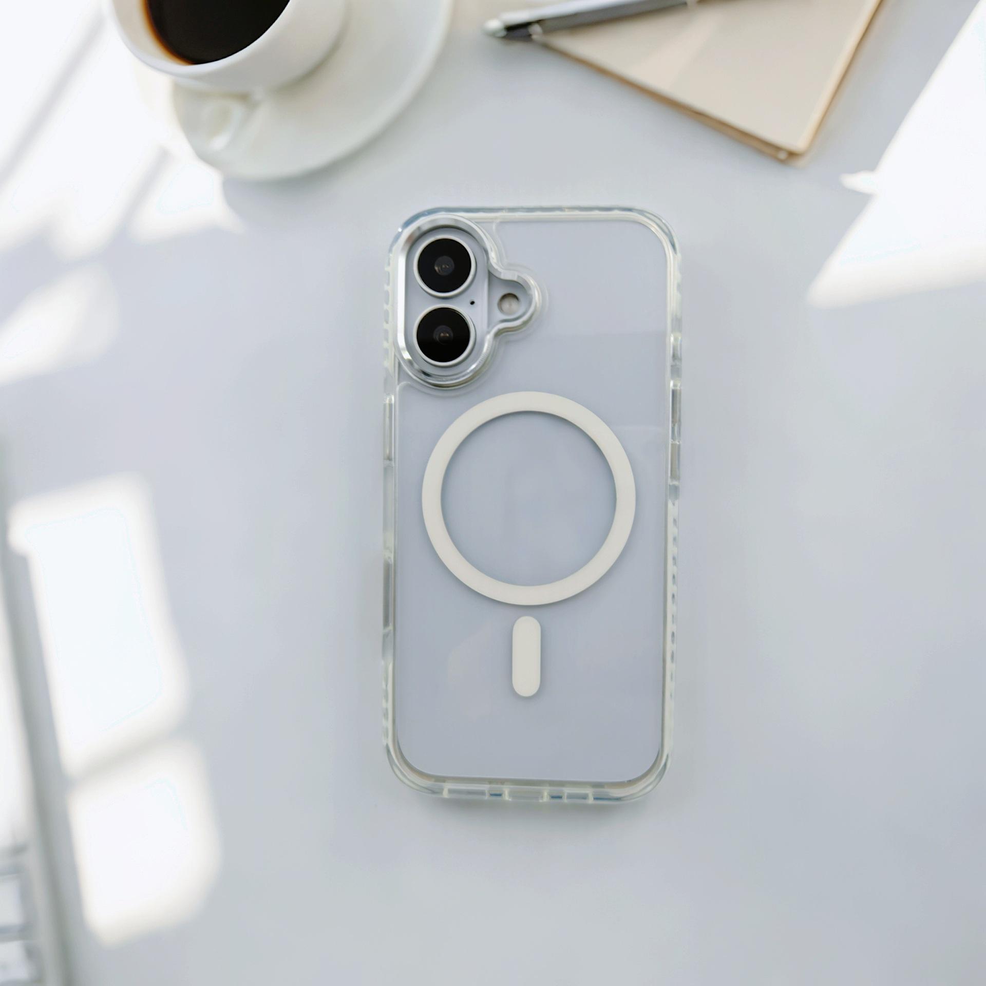 Apple iPhone 17 Drop-Proof Silver Shield Transparent Stand Case - Magnetic, Non-Yellowing Protective Cover iPhone 17